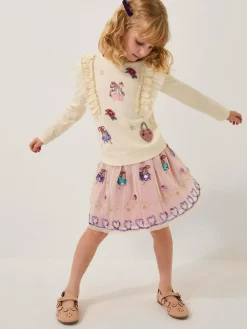 Monsoon Natural Ruffle Top & Embellished Skirt Set^ Shorts & Skirts