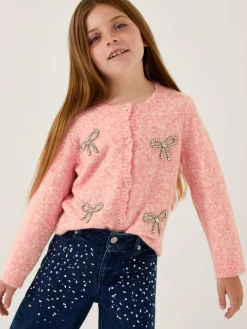 Hot Monsoon Pink Bow Embellished Cardigan