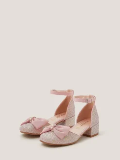 Online Monsoon Pink Bow Glitter Chunky Heels