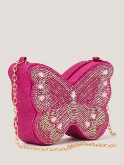 Discount Monsoon Pink Butterfly Embellished Bag