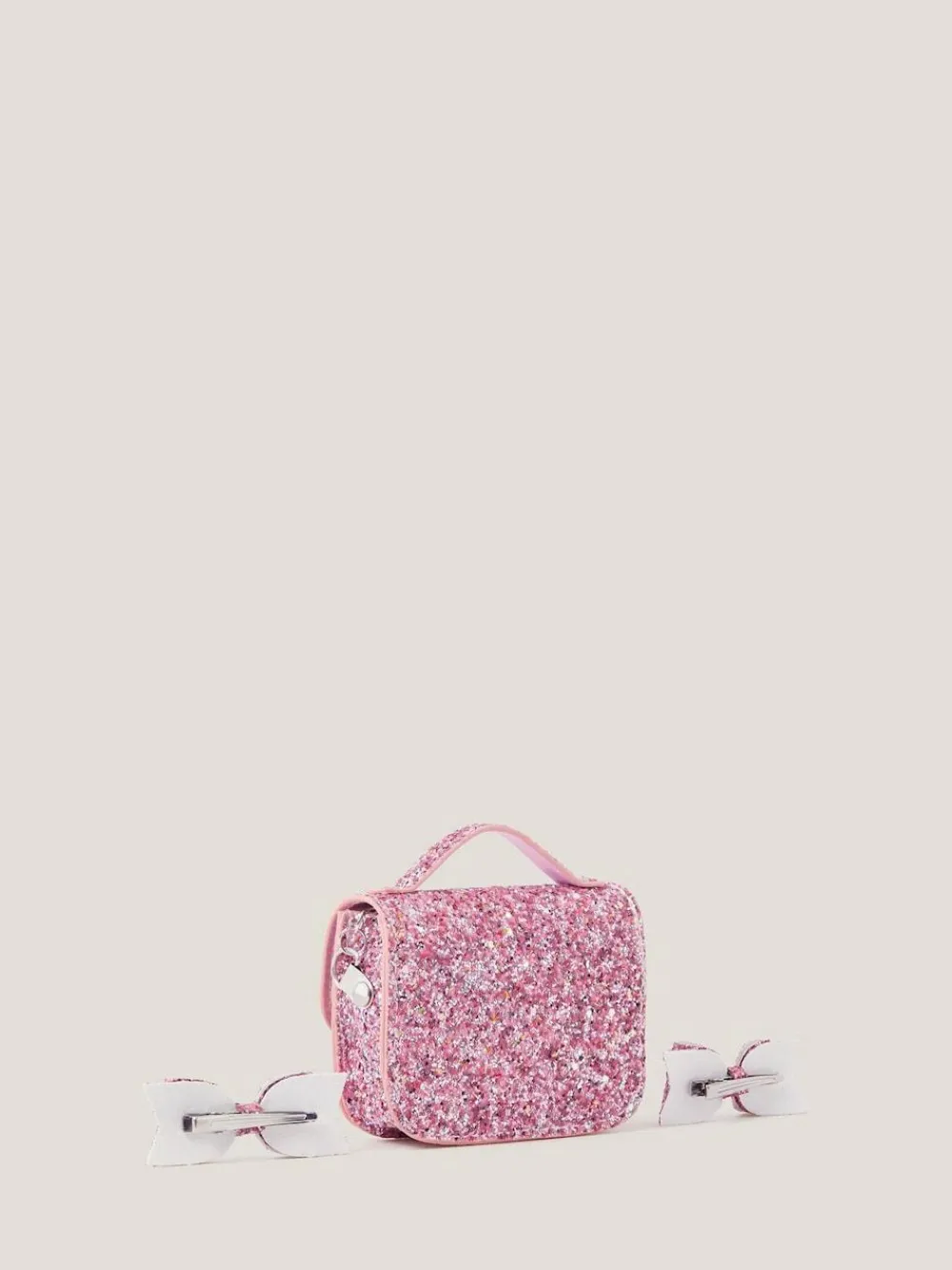 Hot Monsoon Pink Glitter Satchel Bag & Hair Clips Set
