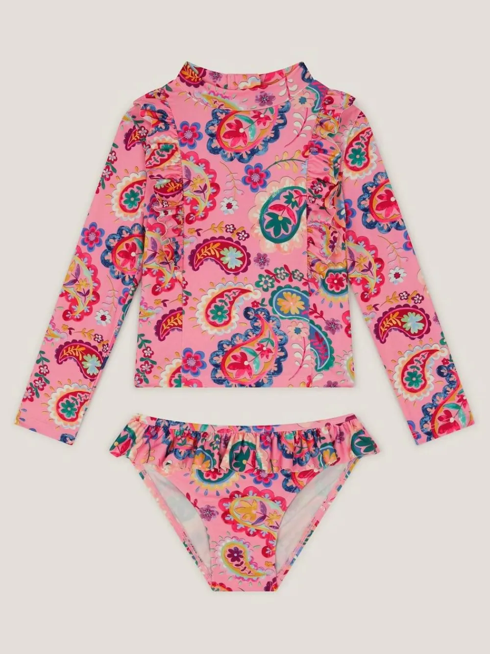 Online Monsoon Pink Paisley Print UPF50+ Long Sleeve Swim Set
