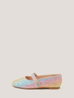Monsoon Pink Pastel Glitter Ballet Flats^ Shoes