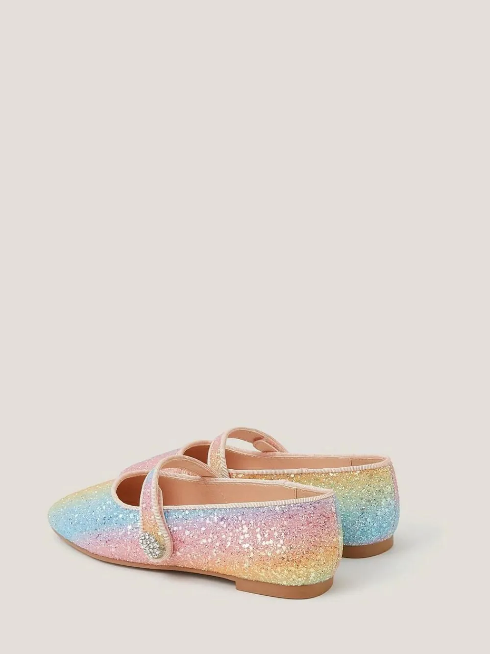 Monsoon Pink Pastel Glitter Ballet Flats^ Shoes
