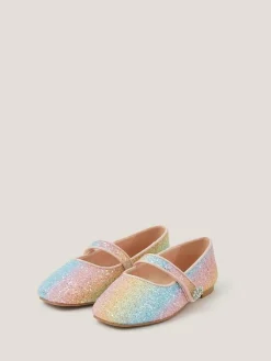 Monsoon Pink Pastel Glitter Ballet Flats^ Shoes