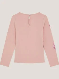 Monsoon Pink Sequin Bow Long Sleeve Top^ T-Shirts