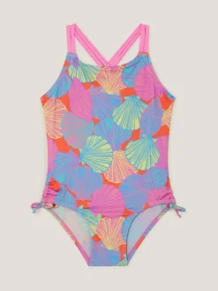 Clearance Monsoon Pink Shell Print Ruched Swimsuit