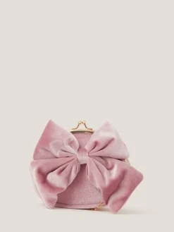Monsoon Pink Velvet Bow Clip Frame Bag^ Bags