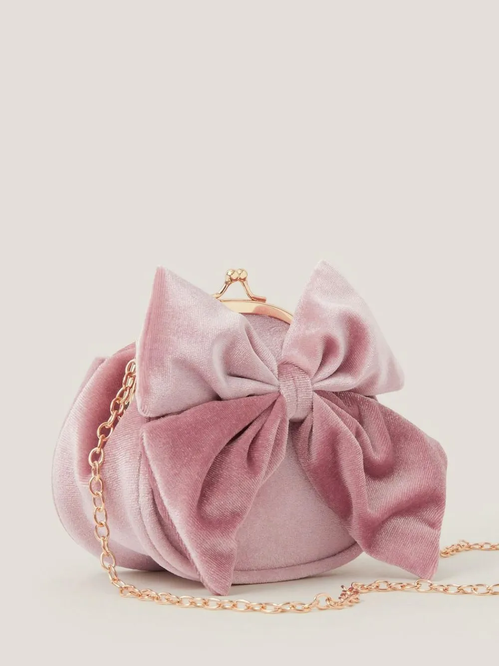 Monsoon Pink Velvet Bow Clip Frame Bag^ Bags
