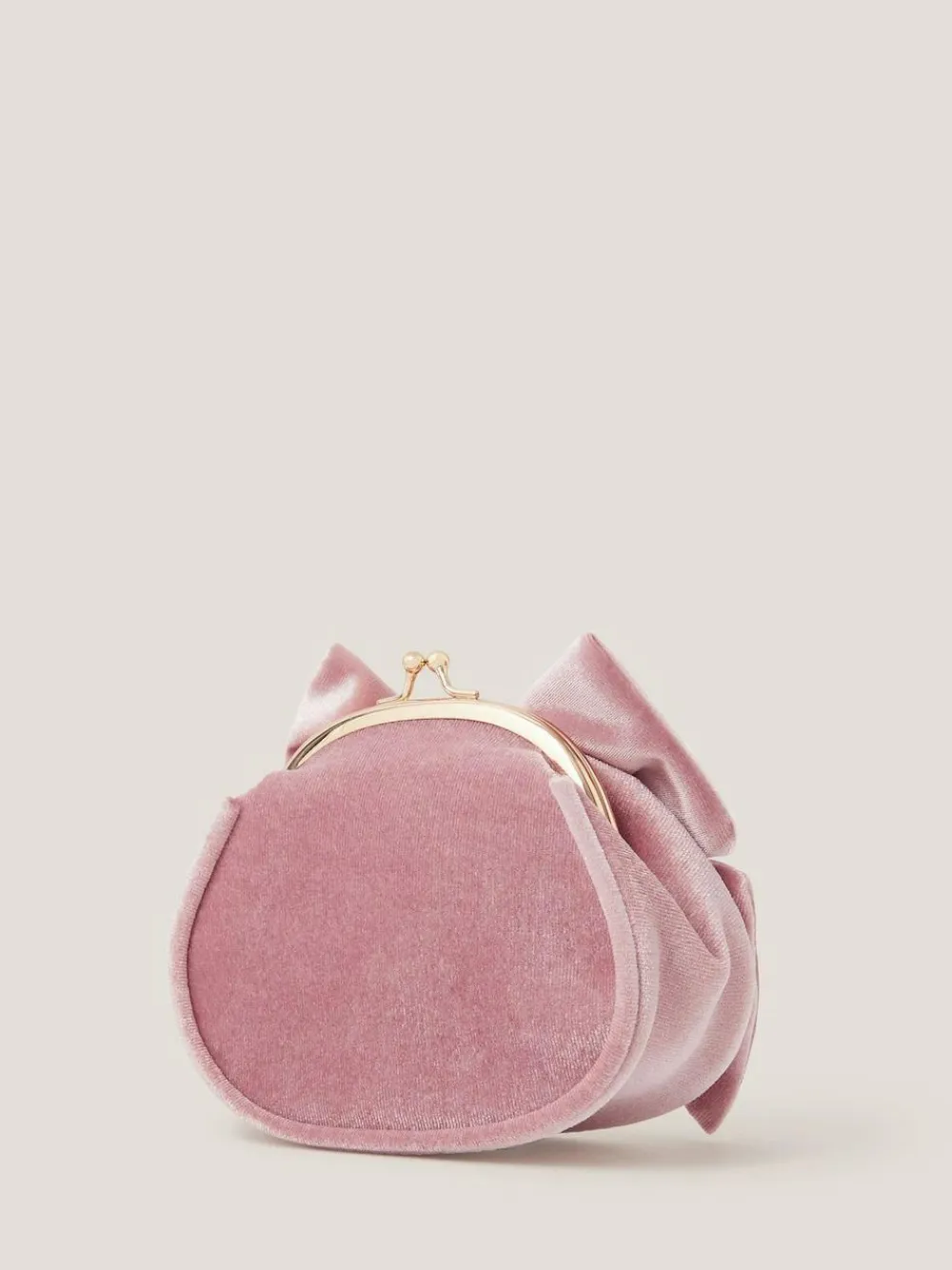 Monsoon Pink Velvet Bow Clip Frame Bag^ Bags