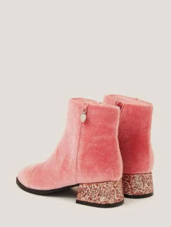 Outlet Monsoon Pink Velvet Glitter Heel Boots
