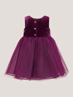 Sale Monsoon Baby Velvet Bow Party Dress Purple
