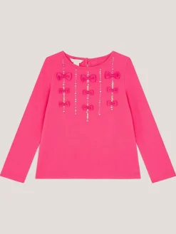 Monsoon Purple Bow Appliqué Long Sleeve Top^ T-Shirts