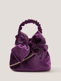 Monsoon Purple Bow Velvet Pouch Bag^ Bags