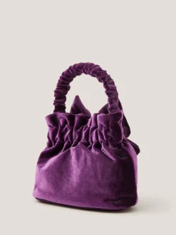 Monsoon Purple Bow Velvet Pouch Bag^ Bags