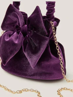 Monsoon Purple Bow Velvet Pouch Bag^ Bags