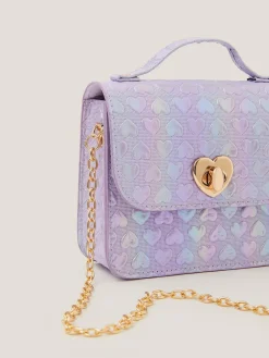 New Monsoon Purple Rainbow Heart Satchel Bag
