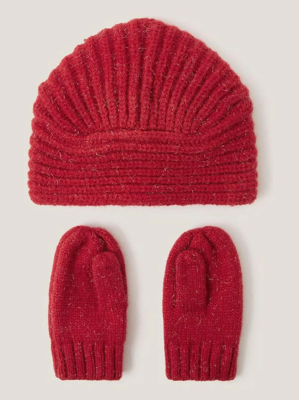 Best Monsoon Red Baby Bow Knitted Hat & Mittens Set