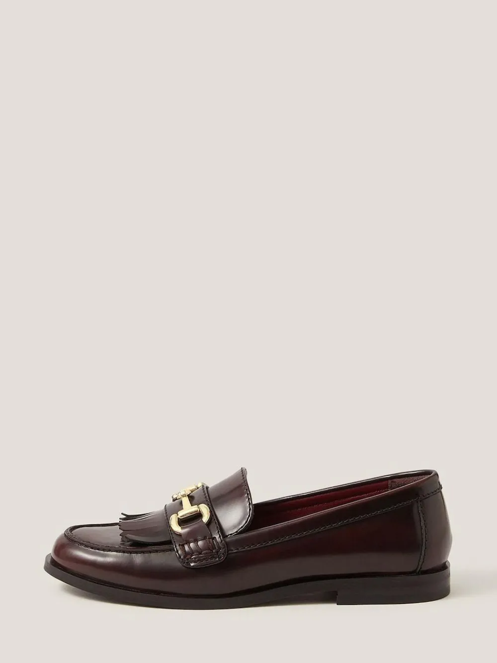Monsoon Red Britt Fringe Leather Loafers^Women Flats