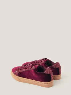 Monsoon Red Glitter Velvet Trainers^ Shoes