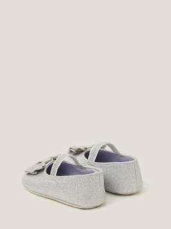 Outlet Monsoon Baby Bow Glitter Booties & Headband Set Silver