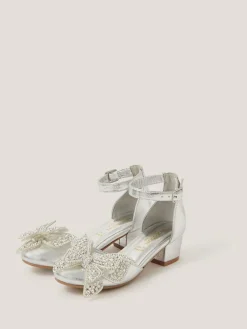Monsoon Silver Butterfly Metallic Heels^ Shoes