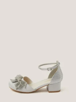 Discount Monsoon Silver Sparkle Bow Two-Part Heels