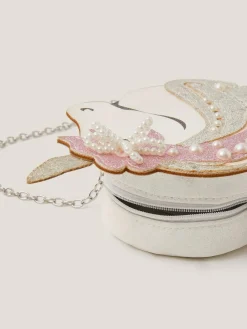 Monsoon White Glitter Unicorn Bag & Pearly Hair Clips Set^ Bags