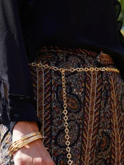 Mood Gold Polished Textured Chain Belt^Women Belts