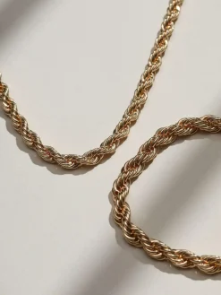 Mood Gold Tone Twisted Rope Necklace Bracelet Set^Women Jewellery