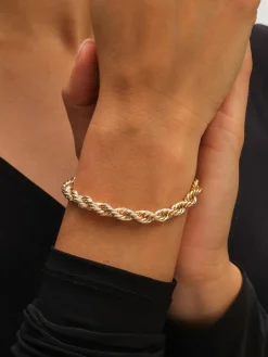 Mood Gold Tone Twisted Rope Necklace Bracelet Set^Women Jewellery