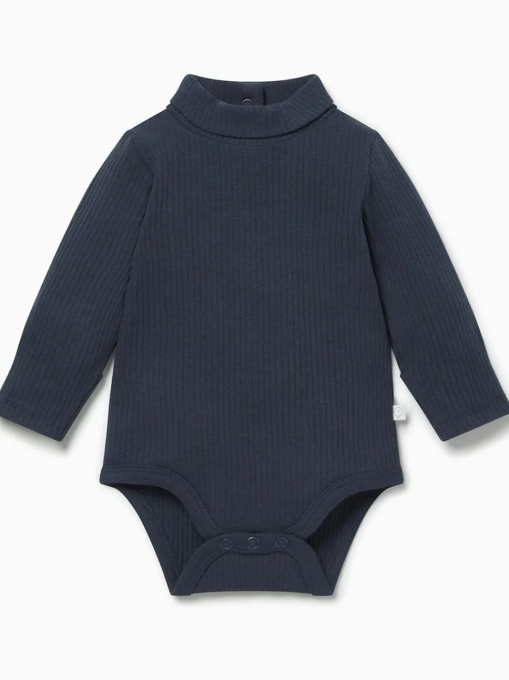 Mori Ribbed Roll Neck Supersoft Bodysuit Blue