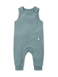 Best Mori Ribbed Romper Dungarees Blue