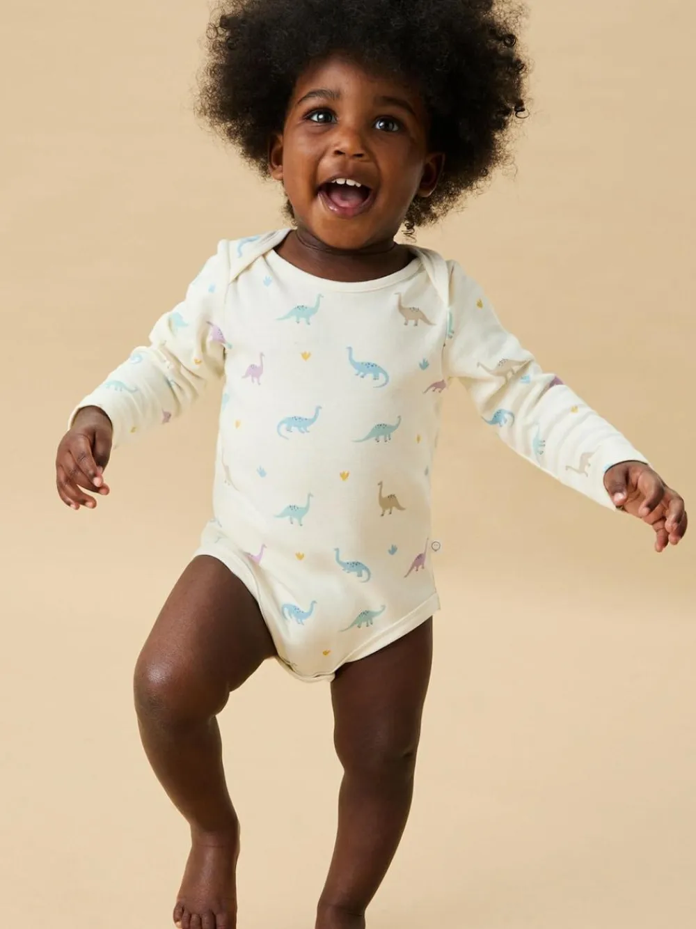 Clearance Mori Cream Dinosaur Print Supersoft Long Sleeve Bodysuit