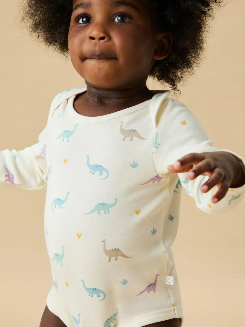 Clearance Mori Cream Dinosaur Print Supersoft Long Sleeve Bodysuit