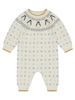 Sale Mori Cream Penguin Fair Isle Knitted Jumpsuit