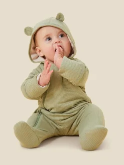 New Mori Cosy Zip-Up Pramsuit Green