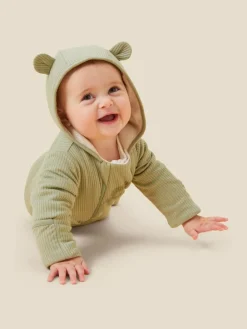 New Mori Cosy Zip-Up Pramsuit Green