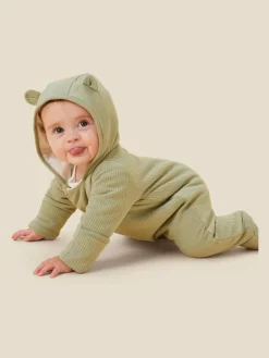 New Mori Cosy Zip-Up Pramsuit Green