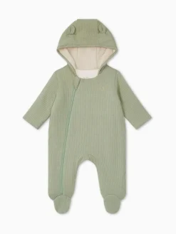 New Mori Cosy Zip-Up Pramsuit Green