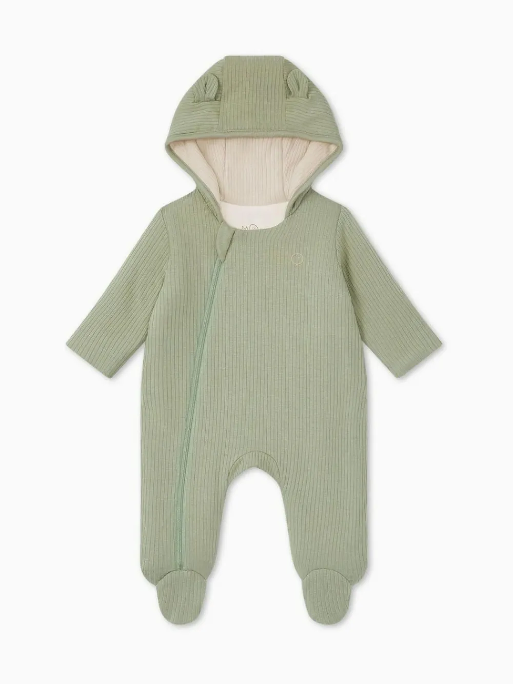 New Mori Cosy Zip-Up Pramsuit Green