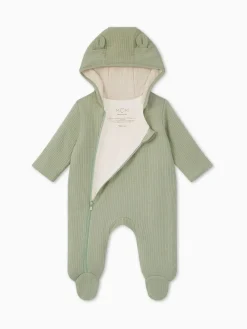 New Mori Cosy Zip-Up Pramsuit Green