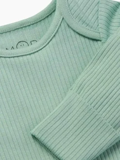 Sale Mori Ribbed Stretch Long Sleeve Envelope Neckline Bodysuit Green