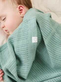 Clearance Mori Mint Green Blend Cellular Baby Blanket