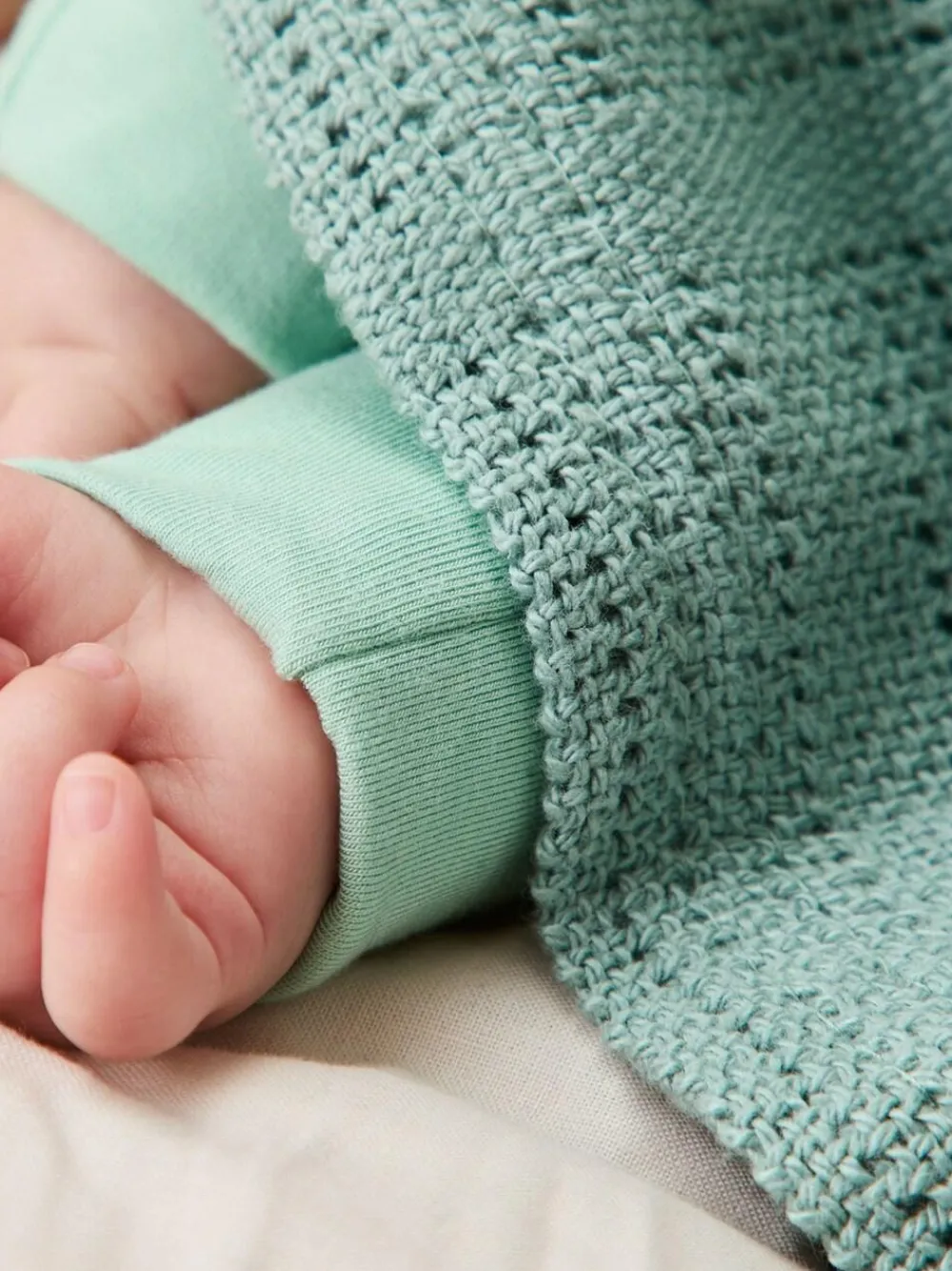 Clearance Mori Mint Green Blend Cellular Baby Blanket