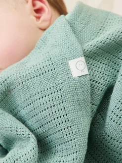 Clearance Mori Mint Green Blend Cellular Baby Blanket