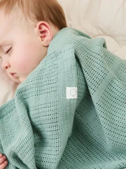 Online Mori Supersoft Cellular Blankets 2 Pack Mint Green/White