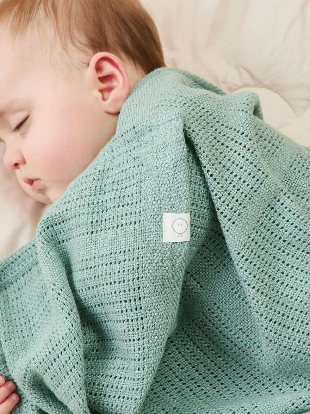 Online Mori Supersoft Cellular Blankets 2 Pack Mint Green/White