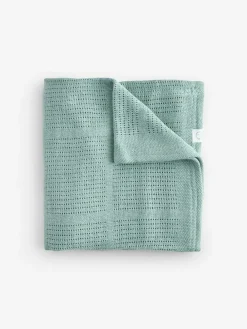 Online Mori Supersoft Cellular Blankets 2 Pack Mint Green/White