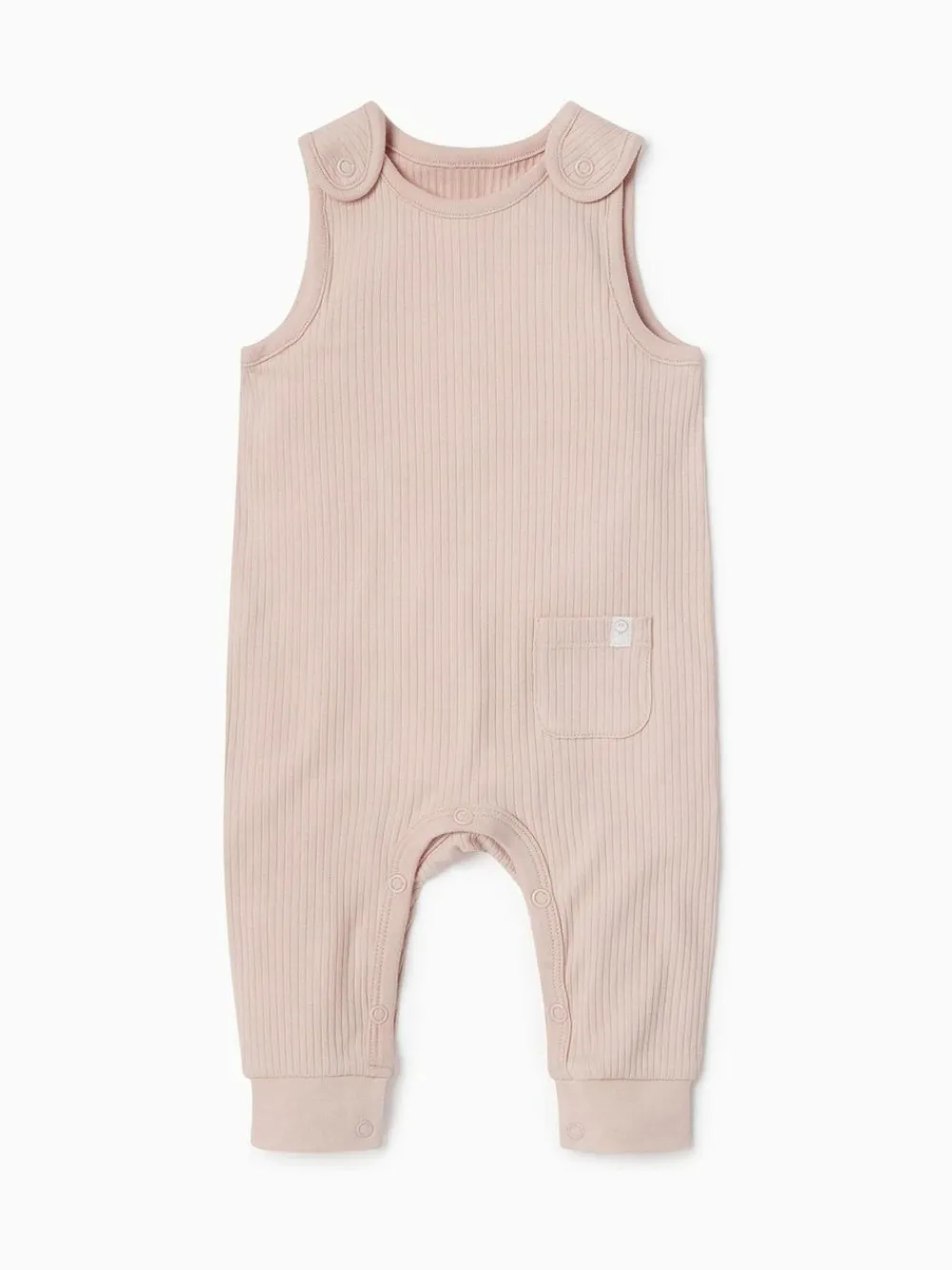 New Mori Ribbed Romper Dungarees Pink